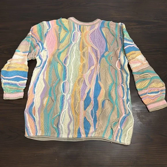 Coogi Vintage 3D Colorful Pastel Rainbow Women's Crewneck Sweater Size Small
